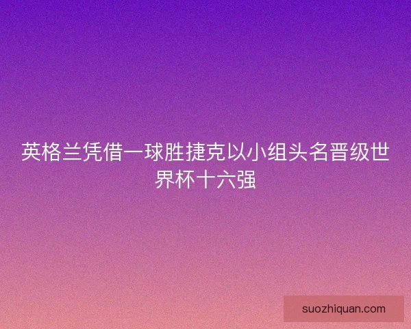 英格兰凭借一球胜捷克以小组头名晋级世界杯十六强